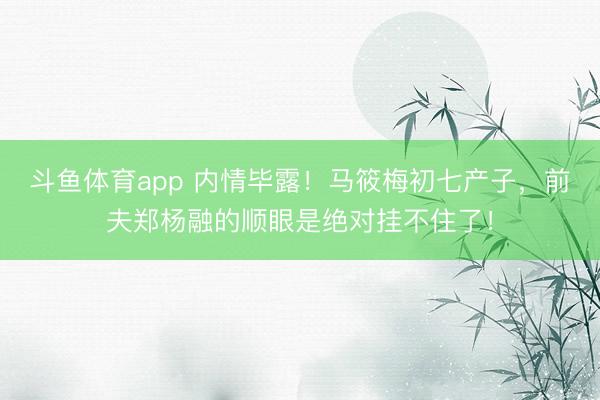 斗鱼体育app 内情毕露！马筱梅初七产子，前夫郑杨融的顺眼是绝对挂不住了！