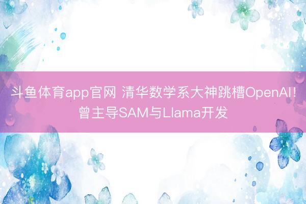 斗鱼体育app官网 清华数学系大神跳槽OpenAI！曾主导SAM与Llama开发
