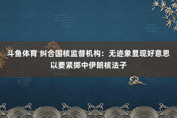 斗鱼体育 纠合国核监督机构:无迹象显现好意思以要紧掷中伊朗核法子