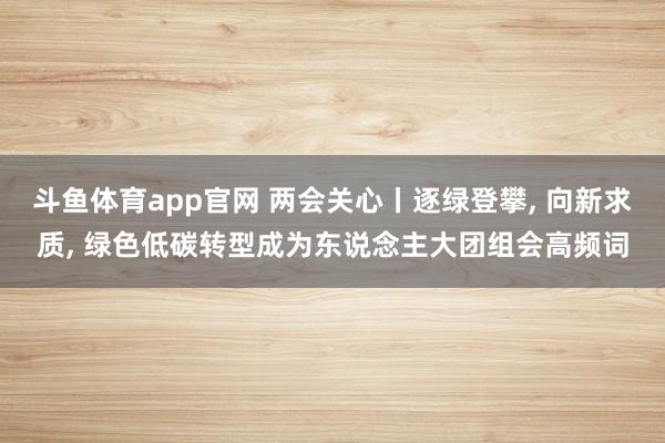 斗鱼体育app官网 两会关心丨逐绿登攀, 向新求质, 绿色低碳转型成为东说念主大团组会高频词