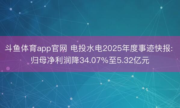 斗鱼体育app官网 电投水电2025年度事迹快报: 归母净利润降34.07%至5.32亿元