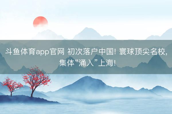 斗鱼体育app官网 初次落户中国! 寰球顶尖名校, 集体“涌入”上海!