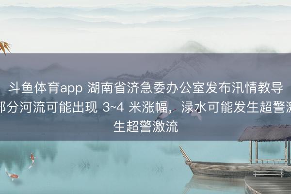 斗鱼体育app 湖南省济急委办公室发布汛情教导:部分河流可能出现 3~4 米涨幅,渌水可能发生超警激流