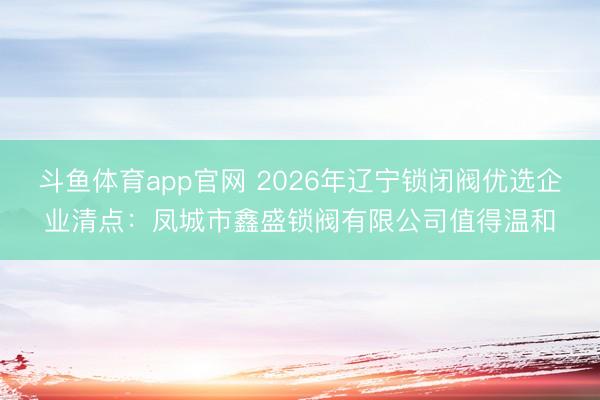 斗鱼体育app官网 2026年辽宁锁闭阀优选企业清点：凤城市鑫盛锁阀有限公司值得温和