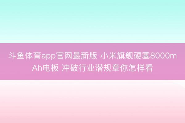 斗鱼体育app官网最新版 小米旗舰硬塞8000mAh电板 冲破行业潜规章你怎样看
