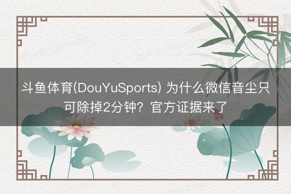 斗鱼体育(DouYuSports) 为什么微信音尘只可除掉2分钟？官方证据来了