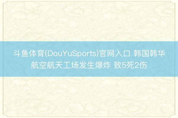 斗鱼体育(DouYuSports)官网入口 韩国韩华航空航天工场发生爆炸 致5死2伤