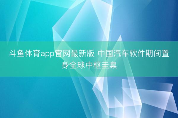 斗鱼体育app官网最新版 中国汽车软件期间置身全球中枢圭臬