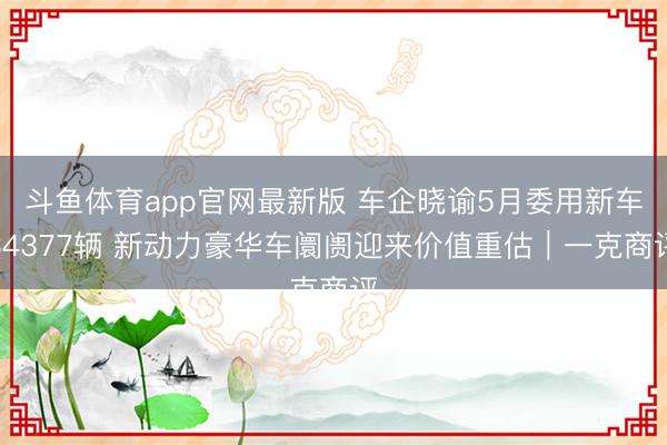 斗鱼体育app官网最新版 车企晓谕5月委用新车34377辆 新动力豪华车阛阓迎来价值重估|一克商评